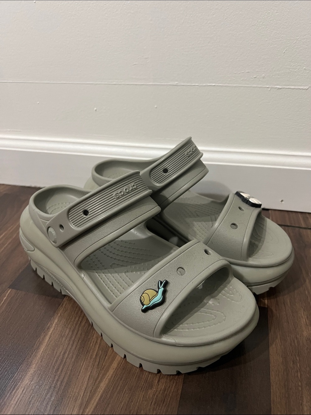 CROCS Platform Slide Sandals in Sage